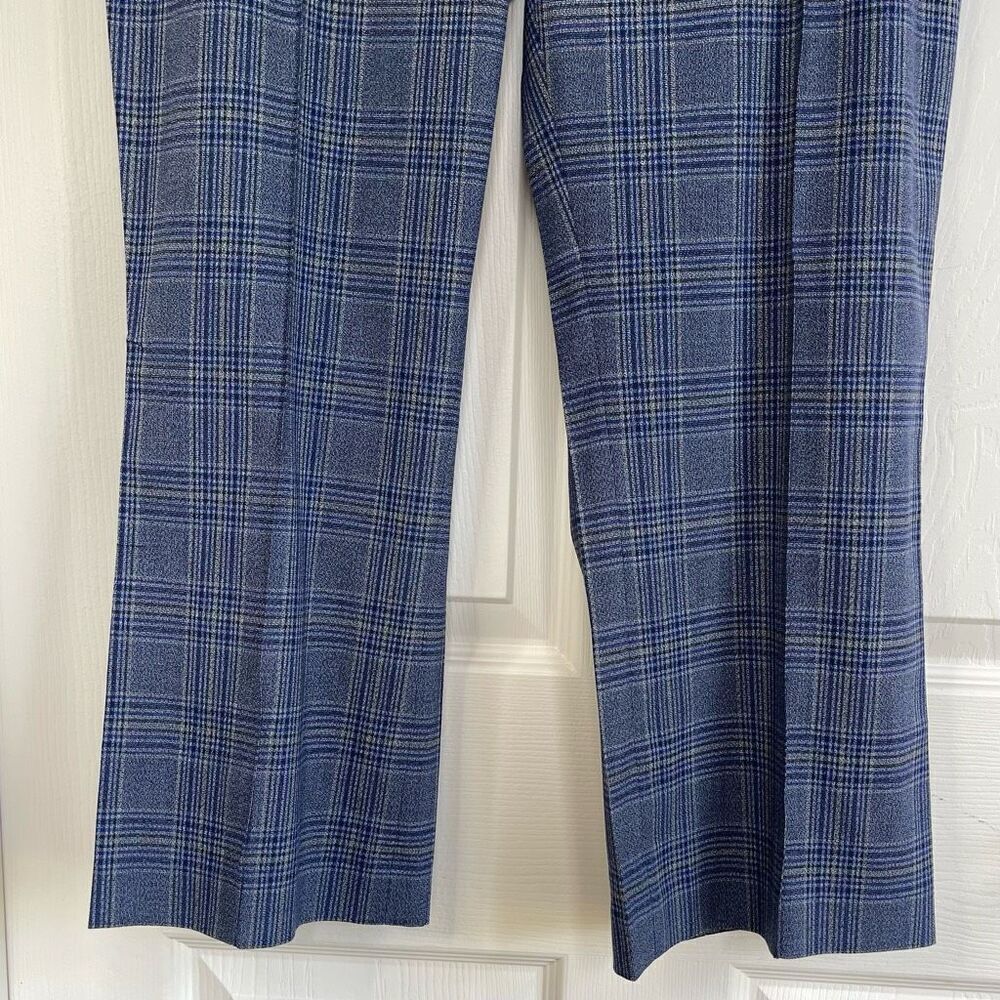 Elie Tahari Leena Plaid Cropped Pants (Blue Plaid) - Medium - Picture 5 of 12
